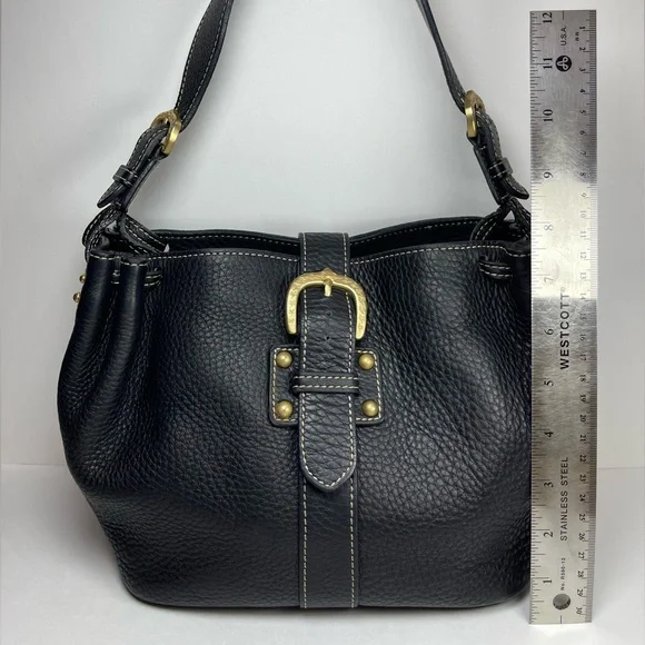 Dooney & Bourke Marchesa black pebbled leather medium gathered bag - Picture 3 of 15